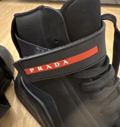 Prada Nubuck Polarius Mens High Top Sneakers 10 5 Black