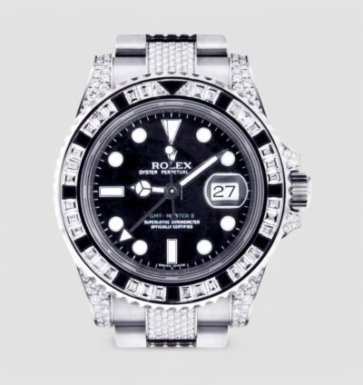 Rolex Gmt-master Ii 40 Mm Oyster Black Dial Custom Diamond-set - Iced Out