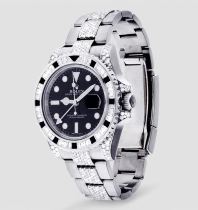 Rolex Gmt-master Ii 40 Mm Oyster Black Dial Custom Diamond-set - Iced Out