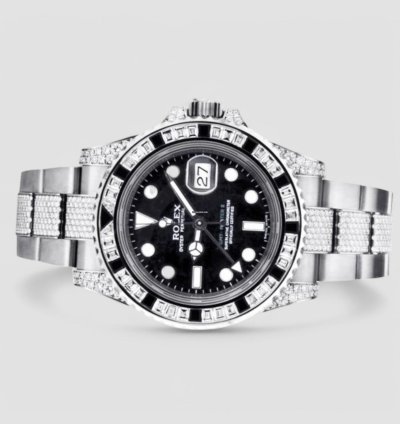 Rolex Gmt-master Ii 40 Mm Oyster Black Dial Custom Diamond-set - Iced Out
