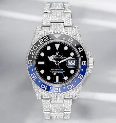 Rolex Gmt-master Ii Batman Full Diamond Set 116710blnr - Iced Out