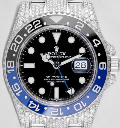 Rolex Gmt-master Ii Batman Full Diamond Set 116710blnr - Iced Out