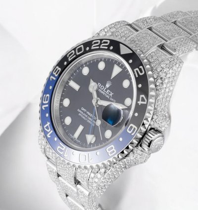 Rolex Gmt-master Ii Batman Full Diamond Set 116710blnr - Iced Out