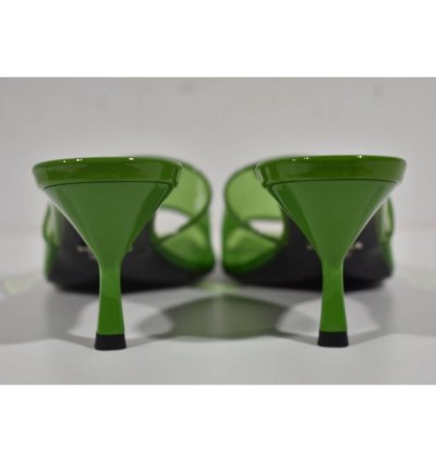 Prada Plexiglas Green Pvc Patent Leather Backless Sandal