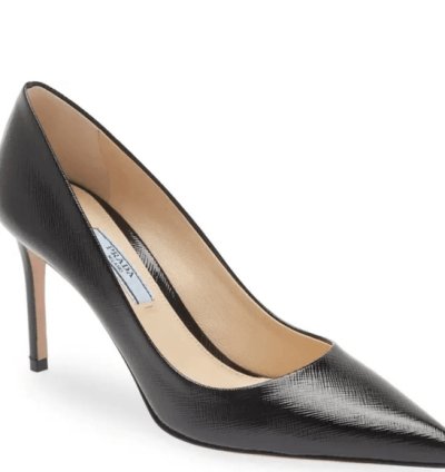 Prada Pointed Toe Pump Heels Black 85mm Women Eu 36 Us 6
