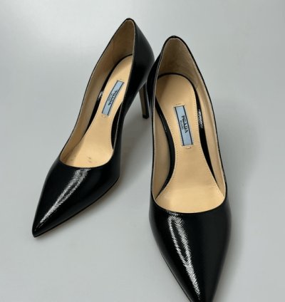 Prada Pointed Toe Pump Heels Black 85mm Women Eu 36 Us 6