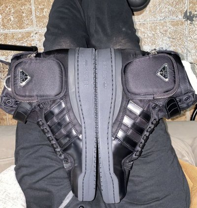 Prada Re-nylon Adidas Forum High In Core Black