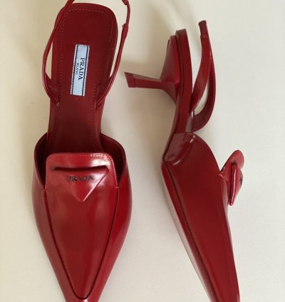 Prada Red Slingback Mule