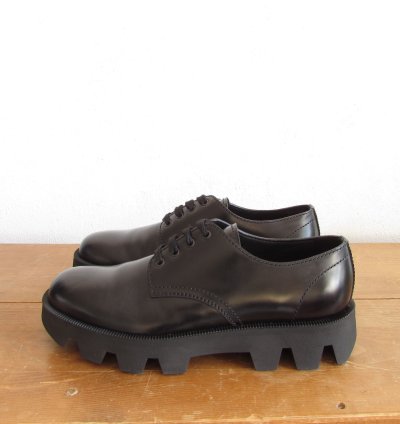 Prada Rocksand Leather Lace-up Shoes Black