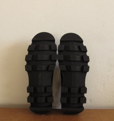 Prada Rocksand Leather Lace-up Shoes Black