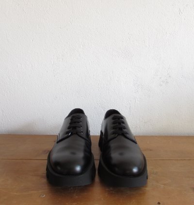Prada Rocksand Leather Lace-up Shoes Black