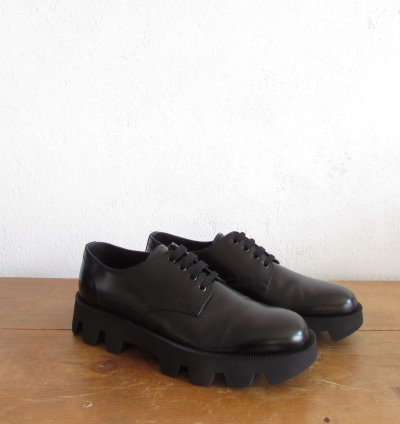 Prada Rocksand Leather Lace-up Shoes Black