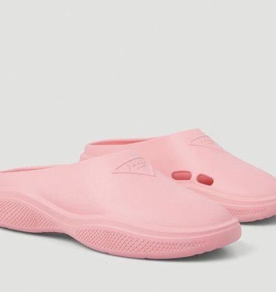 Prada Rubber Mellow Mules In Pink