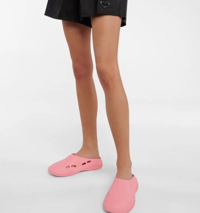 Prada Rubber Mellow Mules In Pink
