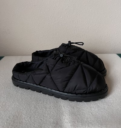 Prada Rush Quilted Nylon Mule Sandals In Black