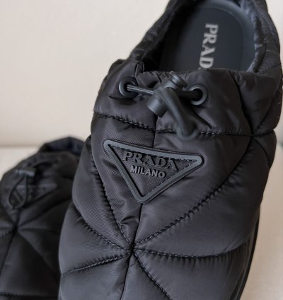 Prada Rush Quilted Nylon Mule Sandals In Black