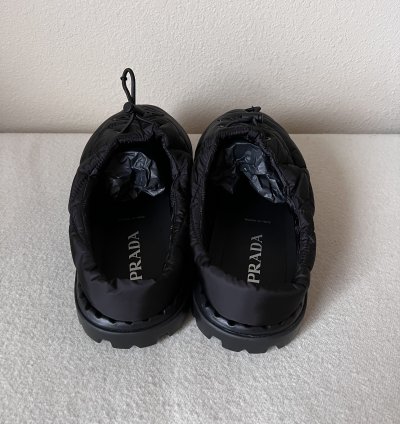 Prada Rush Quilted Nylon Mule Sandals In Black