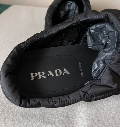 Prada Rush Quilted Nylon Mule Sandals In Black