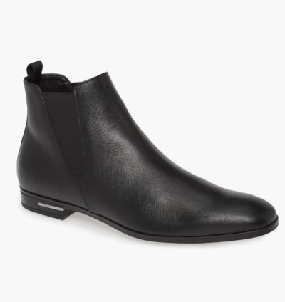 Prada Saffiano Leather Chelsea Boots Black Men Uk 8 Us 9