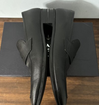 Prada Saffiano Logo Penny Loafers