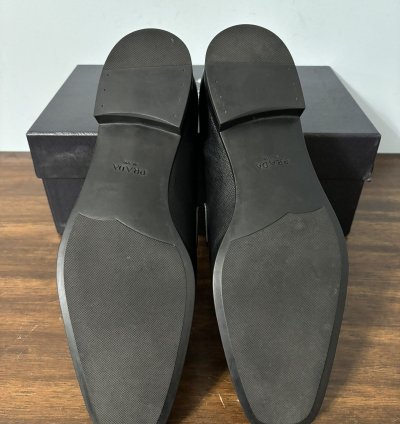 Prada Saffiano Logo Penny Loafers