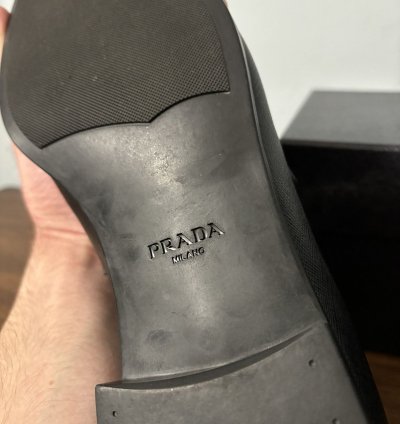 Prada Saffiano Logo Penny Loafers