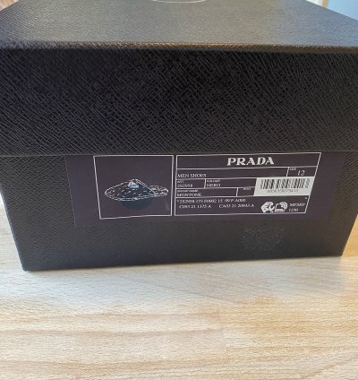 Prada Shearling Fur Logo Plaque Mules Clogs Slip On