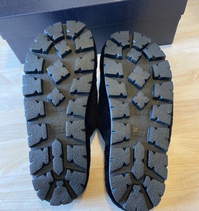 Prada Shearling Fur Logo Plaque Mules Clogs Slip On