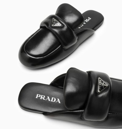 Prada Soft Flat Black Padded Sabot