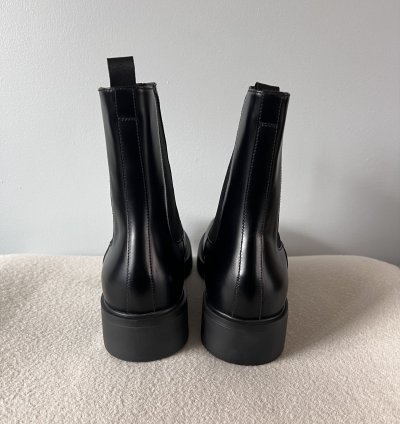 Prada Square Toe Brushed Leather Chelsea Boots In Black