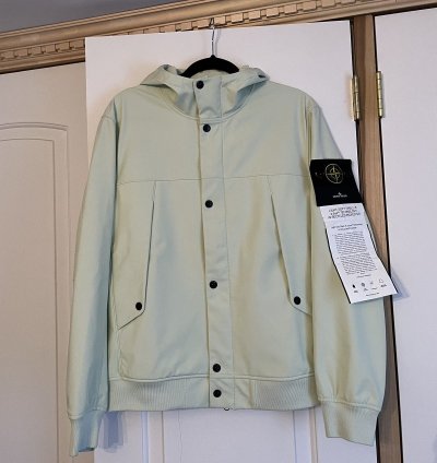 Stone Island Soft Shell- Pistachio Hooded Jacket Size