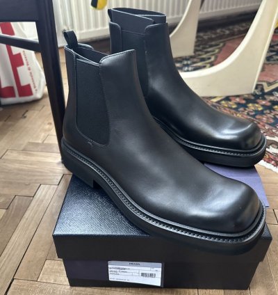 Prada Square Toe Chelsea Boots New With Box Uk 12