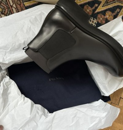 Prada Square Toe Chelsea Boots New With Box Uk 12