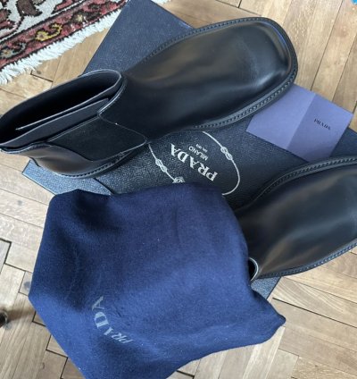 Prada Square Toe Chelsea Boots New With Box Uk 12