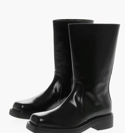 Prada Square Toe Embroidered Logo Boots