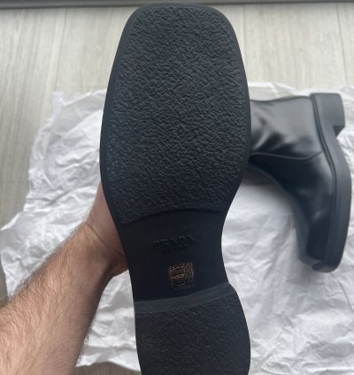 Prada Square Toe Embroidered Logo Boots