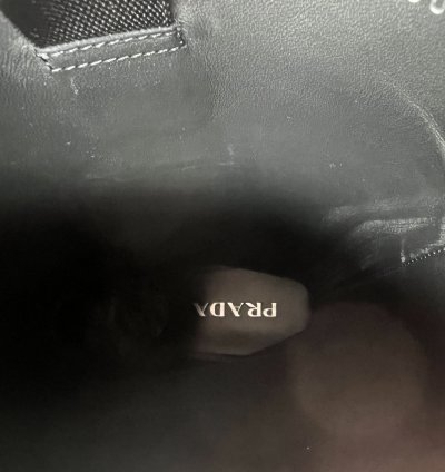 Prada Square Toe Embroidered Logo Boots