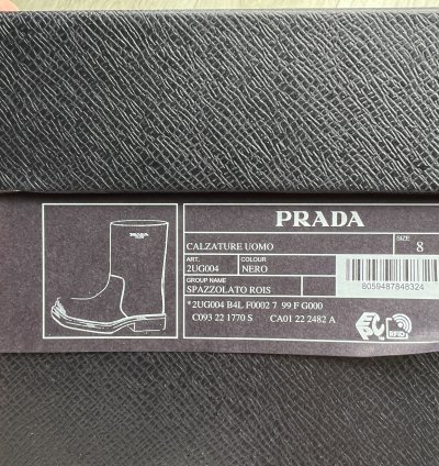 Prada Square Toe Embroidered Logo Boots