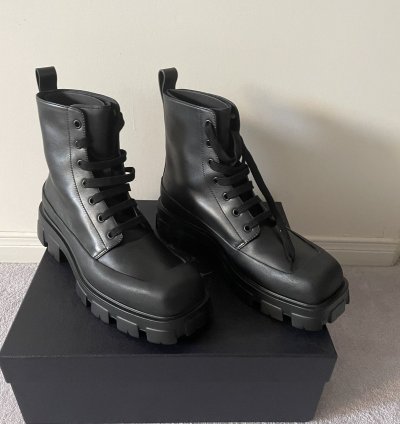Prada Square Toe Lace Up Boots