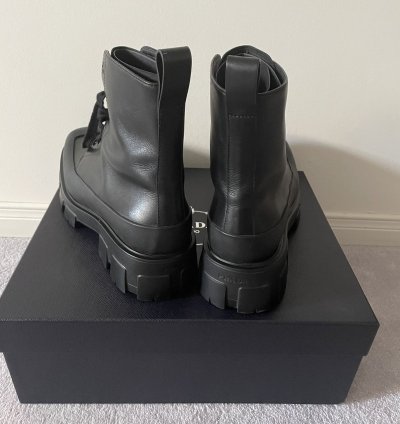 Prada Square Toe Lace Up Boots