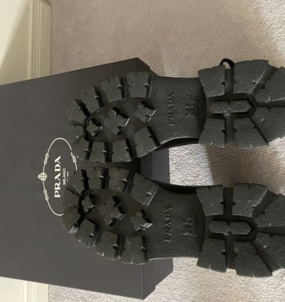Prada Square Toe Lace Up Boots