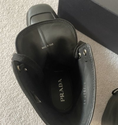 Prada Square Toe Lace Up Boots
