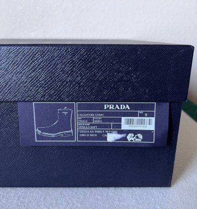 Prada Square Toe Leather Ankle Boots In Black