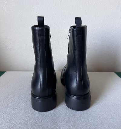 Prada Square Toe Leather Ankle Boots In Black