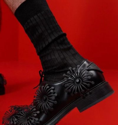 Prada Ss22 Flower Derby Leather Shoes