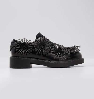Prada Ss22 Flower Derby Leather Shoes