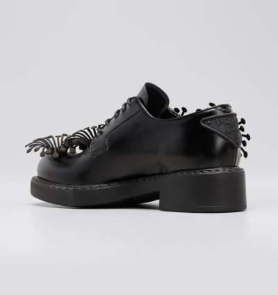 Prada Ss22 Flower Derby Leather Shoes
