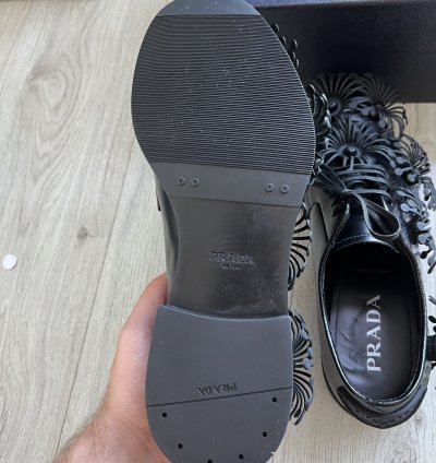 Prada Ss22 Flower Derby Leather Shoes