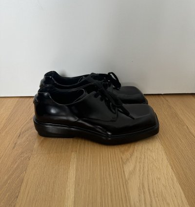 Prada Ss24 Runway Brushed Black Leather Derby Raf Simons