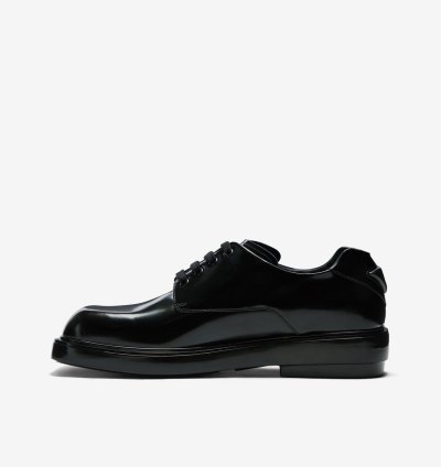 Prada Ss24 Runway Brushed Black Leather Derby Raf Simons